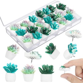 Yinder Set de Chinchetas de Suculentas Chinchetas Decorativas Tachuelas de Suculentas para Tablero de Corcho para Oficina para Organizar Fotos Mapas de Pared Tablón de Anuncios Aula (20 Piezas)