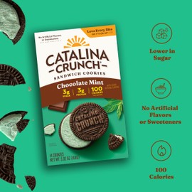 Catalina Crunch Protein Cookies, 4g Protein per Serving | Low-Sugar Sandwich Cookies | Gluten Free, Vegan | Keto Dessert Snacks - Chocolate Mint, 5.9 oz. (14 Count)