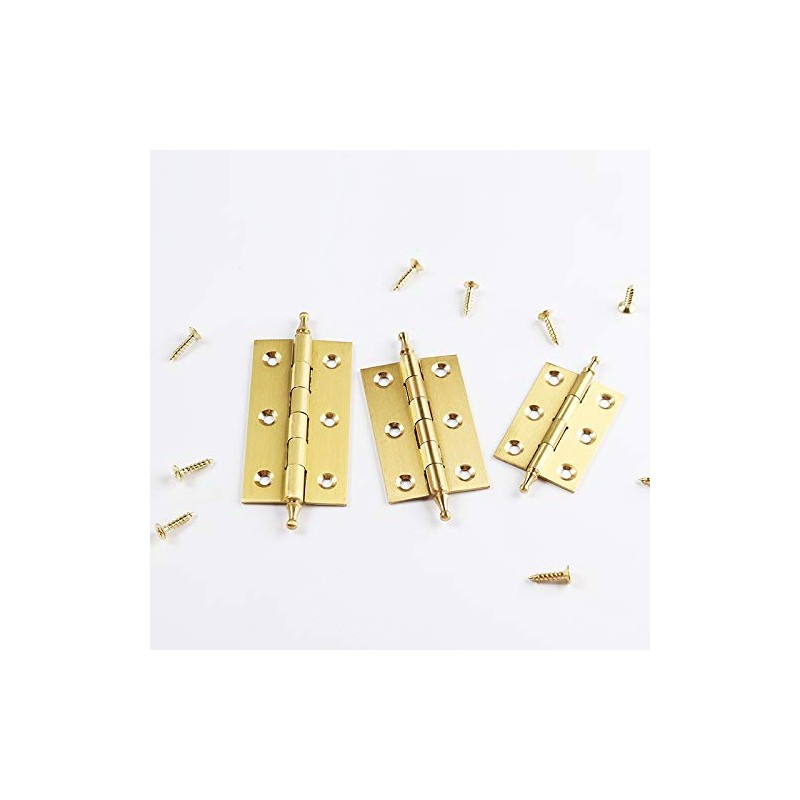 4Pack Brushed Brass Cabinet Cupboard Door Decorative Butt Hinges Furniture