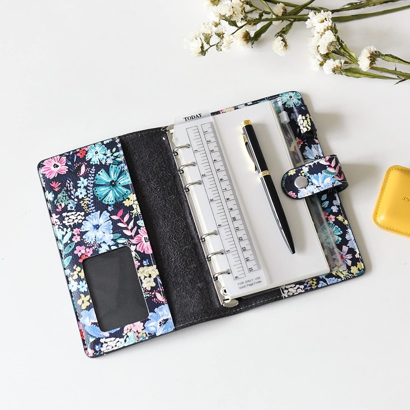 WONDERPOOL Refillable Spiral Leather Diary 6 Ring Binder Notebook Writing