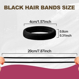 Hanyousheng 50 Pcs Elastic Hair Bands, 8 mm Hair Bobbles, Hair Bobbles for Women, Hair Ties, Hair Bands For Girls, Black Hair Bands, Ponytail Holder, for Women Men Girls Kids (Black)