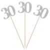 Pack of 10 Silver Glitter 30th Birthday Centerpiece Sticks Number