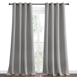 NICETOWN NICETOWN Silver Grey Room Darkening Curtain Panels 96" Long for RV, Play Room, Studio, Heat Block Out and Keep Warm Drapes Window Treatment Drapes for Doorway Entryway Patio (55" Width, 2 Panels)