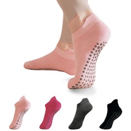 WAJIAFAR Pilates Socks, Anti-Slip Yoga Socks, Women's Socks, Yoga Cotton, Antibacterial, Odor Resistant, Moisture Wicking, Breathable, Sports, Grip Socks, Dance, Fitness, Elderly, Fall Prevention (4