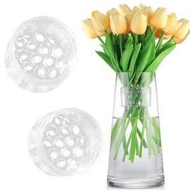 Jushion Hanataba Flower Holder, Transparent Spiral Ikebana Stem Holder, Spiral Handle Holder for Flowers, Set of 2 Spiral Flower Stem Holders, DIY Bouquet Stem Holder for Flowers (Trasparent S + L)