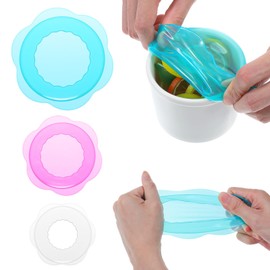 ElevateTech Silicone Stretch Lids for Food Storage 3 Pcs Reusable Food Covers Elastic Bowl Covers for Cans Jars Round & Rectangle Containers Stretchable Silicone Microwave Foods Cover, Dishwasher Safe