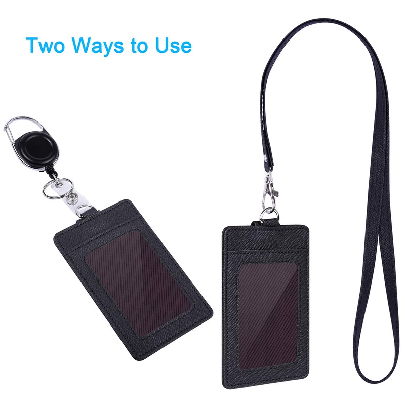 Vertical Wisdompro PU Leather ID Card Holder, Double Sided Pocket,