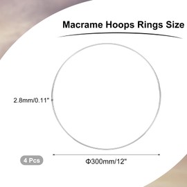 QUARKZMAN Pack of 4 Dream Catcher Rings, Metal Craft Hoops, Flower Hoops, 12 Inch Macrame Hoop Rings for DIY Craft Supplies, Wreaths, Plant Hangers, Silver