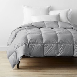 RAJVEER TEXTILE Microfiber Comforter Super Soft All Season-600 GSM Lightweight 6 Corner Ties Premium Quality Goose Down Comforter- Queen (90" X 90") Colour-Light Grey