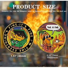 Dumpster Fire Challenge Coin - Double Sided Hilarious Medallion Funny Dumpster Fire Coins, Desk Accessories, for Staff Appreciation Gifts, Commemorative Coin Office Gifts