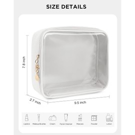 KOTORA Clear Makeup Bags with Large Opening TSA Approved Toiletry Bag Clear Toiletry Bags Fit Carry-on Travel Essential Bags,Clear Travel Size Toiletries Beach Bag for Women Men (White)