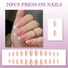 24PCS Gorgeous Medium Almond Press on Nails with Nude Pink