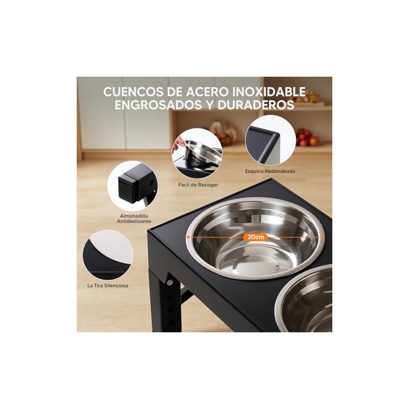 OSLIFE Plato para Perro，Comedero Elevado para Perro y Gato con