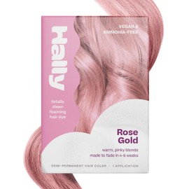 Hally Hair Color Cloud Hair Dye (Pink) - Demi-Permanent Foam Hair Color for Women & Men - Mess-Free & Long-Lasting Hair Dye Kit, Hair Coloring Products Wash Out in 4-6 Weeks, Vegan