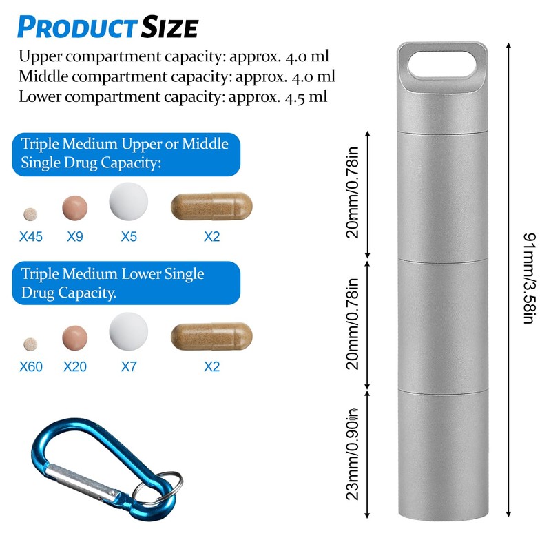 Pill Box Keyring, Only 90 mm + Safety Lock, Sealed