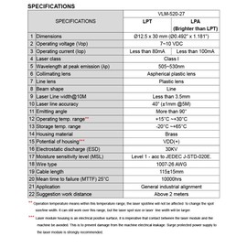 Quarton Laser Module VLM-520-27 LPT Direct Green Laser Line Generator (INDUSTRIAL USE LINE LASER)