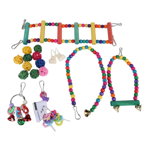 17Pcs Bird Parakeet Cockatiel Toys, Bird Parrot Swing Chewing Toy