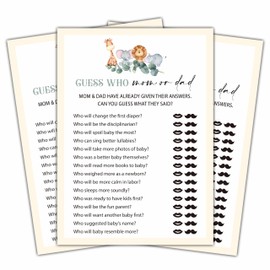 Who Mom Or Dad Games Set, Eucalyptus Baby Shower Party Game Card, Safari Jungle Themed Gender Neutral Party Ideas Activities, Woodland Animals Baby Shower Party Supplies & Decorations -B04