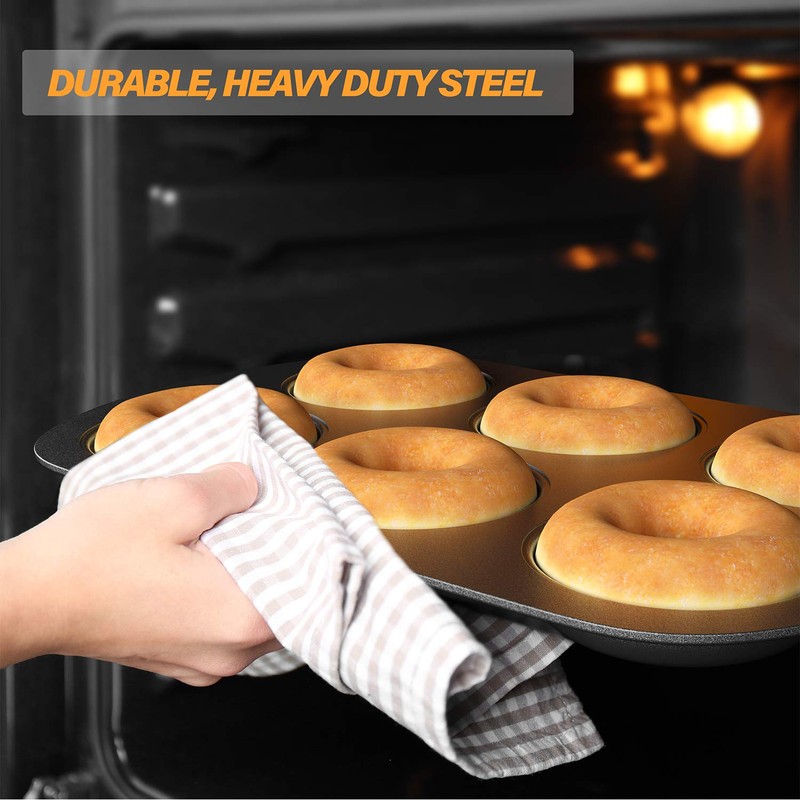 Tiawudi Non-Stick 6-Cavity Donut Baking Pans, Makes Individual Full-Sized 3