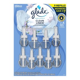 Glade PlugIns Scented Oil Refill, Essential Oil Infused Wall Plug in, 6.39 fl. oz, 9 ct. (Clean LIne)