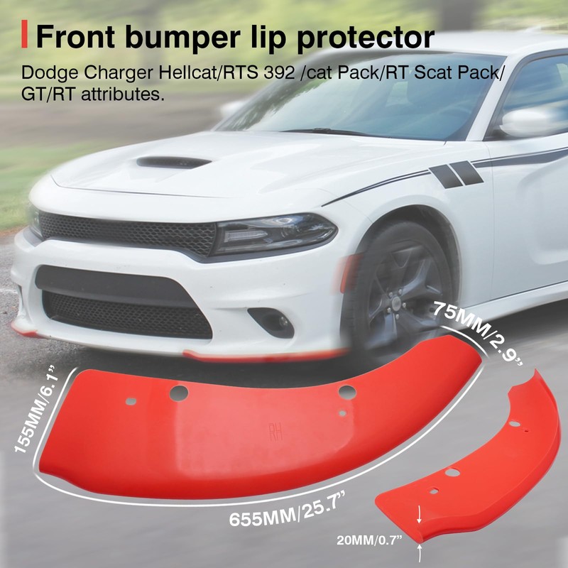 HTRACING Front Bumper Lip Splitter Protector Compatible with Charger SRT