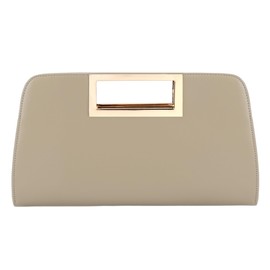 Vaschy Clutch Purse for Women,Fashion Vegan Leather Cut-Out Handle Evening Handbag Crossbody Shoulder Bag for Wedding,Party Khaki