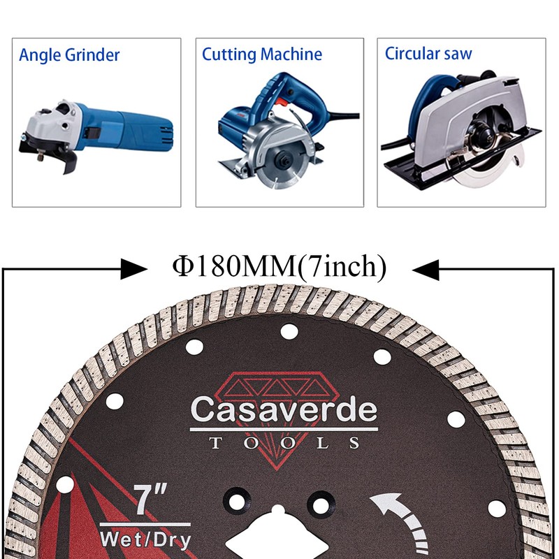 Casaverde 7" Diamond Granite Blade Turbo Blades Cutting for Granite