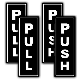 4-Pack Push Pull Waterproof Vinyl Stickers for Doors & Windows, 148mm x 50mm