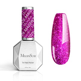 MelodySusie MelodySusie Hot Pink Glitter Gel Nail Polish,0.5fl oz Purple Shiny Soak Off UV LED Hot Pink Sparkle Glitter Gel Polish Gift for Women Nail Art Manicure Salon DIY Nail Design Decoration at Home-z026
