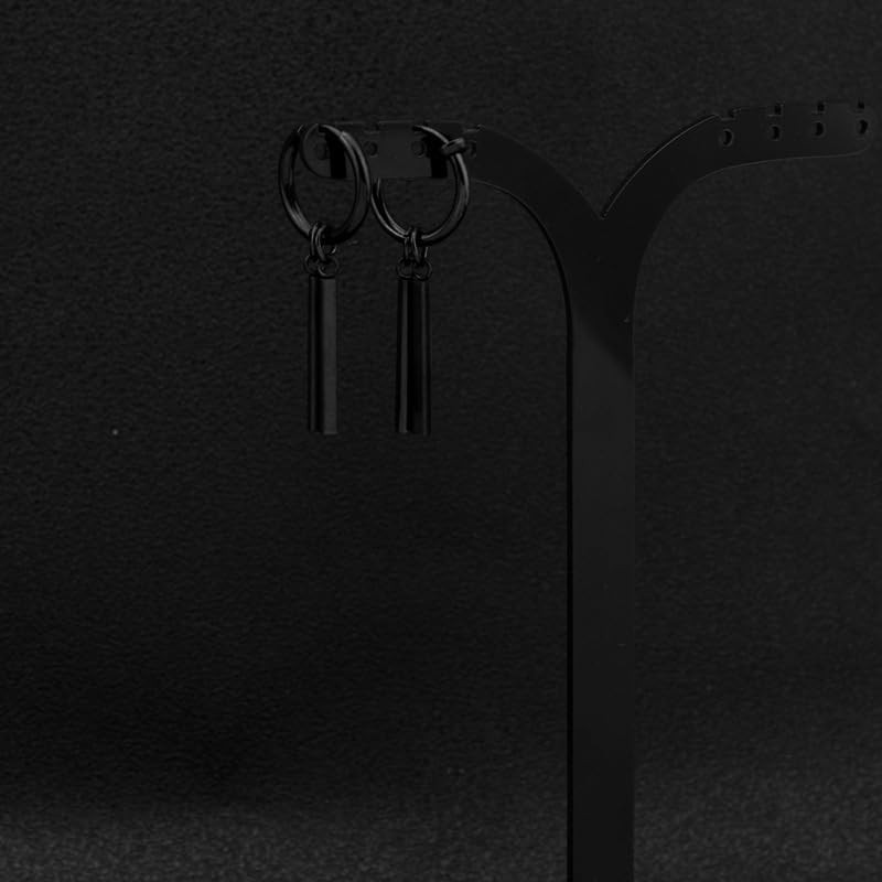 Men's Earrings, Black, Single Ear, Popular Accessory, Stainless Steel, Ring,