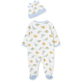 Little Me Clothes for Baby Boys' 2-Piece 100% Cotton Dinomite Dinosaurs Footie Sleeper and Cap Set, Newborn