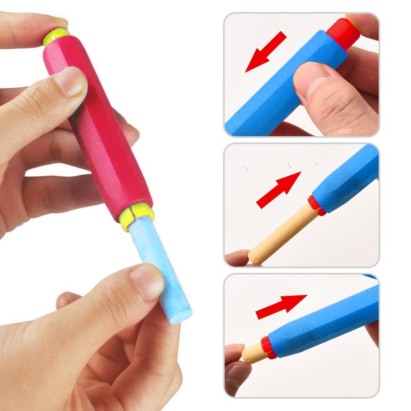 Paichley 5 Pieces Colorful Plastic Chalk Holders，Blackboard Adjustable Set for