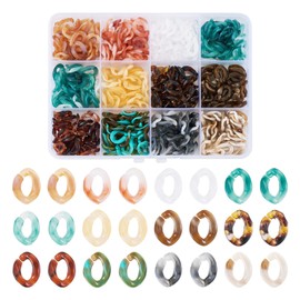Cheriswelry 360Pcs Acrylic Linking Rings Gradient Acrylic Quick Link Connectors Twist Chain Link Rings for DIY Crafts Phone Bag Chains Bracelets Earrings
