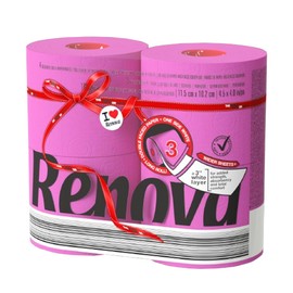 Renova Colored Toilet Paper 3-Ply – 4 Rolls Set – Soft Decorative Bathroom Tissue in Multiple Colors (Fuscia, 4 Count (Pack of 1))