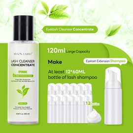 ARISON LASHES Upgraded Lash Shampoo Concentrate 120ml Large Capacity Eyelash Cleanser Concentrate Professional Lash Extensions Shampoo-Make 24 Bottles 60ml Lash Shampoo (Green Tea)