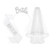 Kit Bride Despedida De Soltera White: Velo Diadema Novia
