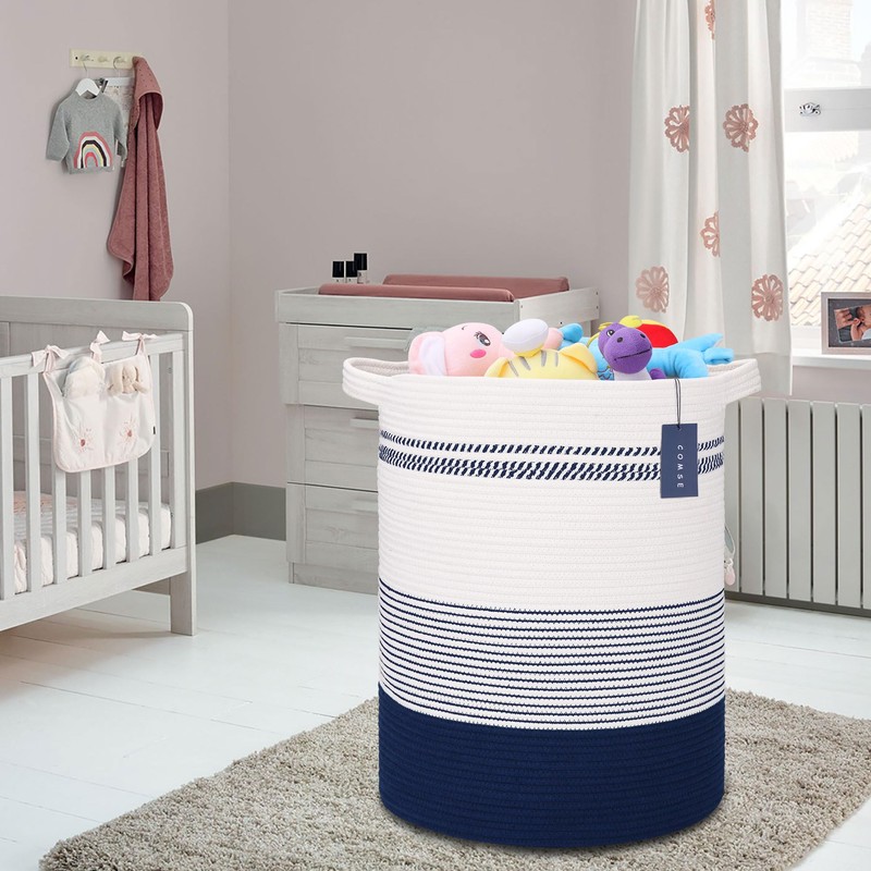 COMSE Extra Large Blanket Basket, Tall Laundry Basket, Nursery Hamper,