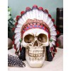 Tribal Hunter Chieftain Mohawk Indian Warrior Skull With Roach Skeleton