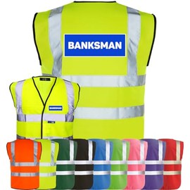 Corporate Togs BANKSMAN Printed Waistcoat - Hi-Vis Safety Vest Tabard, Brace Hi-Vis Strips, Fully EN471 Health, Protective Safety Wear | Safety Apparel