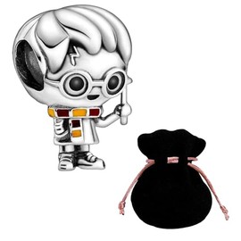 JABEDE Harry Saga Inspired 925 Silver Charm Bead Compatible with Major Brands Bracelets, Includes Elegant Black Pouch, Ideal for Valentine's Day, Silver, Not applicable.