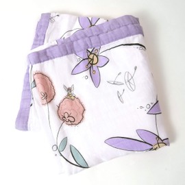 JumpOff Jo – Muslin Swaddle Baby Blanket – 47" x 47” - Bamboo and Cotton Muslin – Fairy Blossom Floral