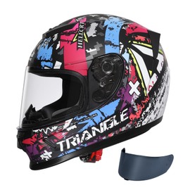 TRIANGLE Kids Motorcycle Helmets Youth Full Face Helmet Lightweight with 2 Visors DOT Approved