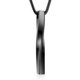 [Dletay] Memorial Pendant, Men's Twisted Bar Urn Pendant, Hand Memorial Pendant, Urn Necklace, Removable, Stainless Steel, Memorial Jewelry, Stainless Steel