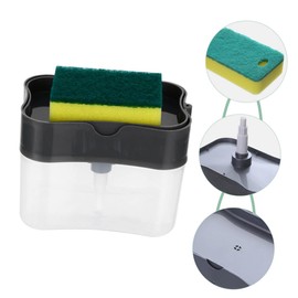 STOBAZA 2sets Countertop Dish Soap Dispenser with Sponges Transparent Press Soap Dispenser for Kitchen and Bathroom Compact Design for Easy Use and Convenient Liquid Visibility