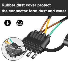 22FT 4 Pin 5 Wire Trailer Wiring Harness,Pure Copper Wire Trailer Plug RV Boat Trailer Wiring kit, Trailer Connector Wire Plug for Rewiring Trailer Tail Light Both-Side Taillights