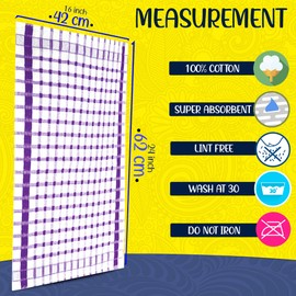 100% Cotton Terry Tea Towel Egyptian, Wonderdry Soft Monocheck Black / White Jumbo Thick Kitchen Dish Cleaning Drying Cloth Pack of 3 , 4, 5, 6, 10, 15 – 35cm x 60cm (Pack of 6 Assorted, 14" x 24")