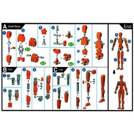 Schythely Titan T13 Action Figures Set -(Assembly Required) Robot Action Figure Fidget Toys for Nova N13 Anime Figures with 3D Lucky Dummy 13 Robot Figures Multi Movable Joints Gifts (Green+Blue)
