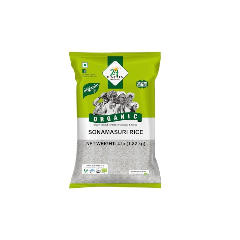 Organic Sona Masoori 4 lbs, USDA Certified Organic - 24