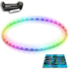 UltraHoop Shuffle LED Hoop - 30 Smart Auto Color Changing LED Lights with 100+ Modes & Patterns - Rechargeable Battery, HDPE Collapsible, Advanced to Beginner Hoola Hoops - 36” x 3/4" OD - UltraPoi