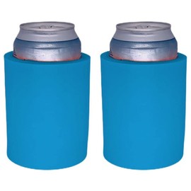 Blank Thick Foam Old School Can Cooler (2 Pack, Neon Blue)